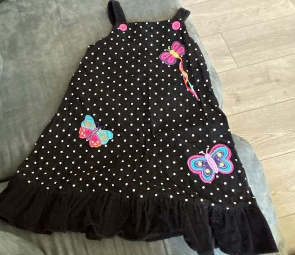 Good Lad Black Polka Dot Corduroy Butterfly Applique Dress Size 4